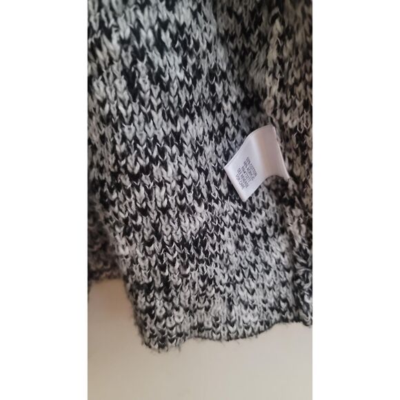 Dana Buchman GUC Black & White Marl Knit Long Open Cardigan sz L w/Pockets - Picture 3 of 8